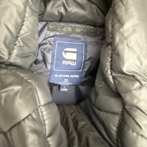 G Star Raw Whistler Hooded Bomber Puffer Coat Size Large Navy Nylon - Picture 9 of 15